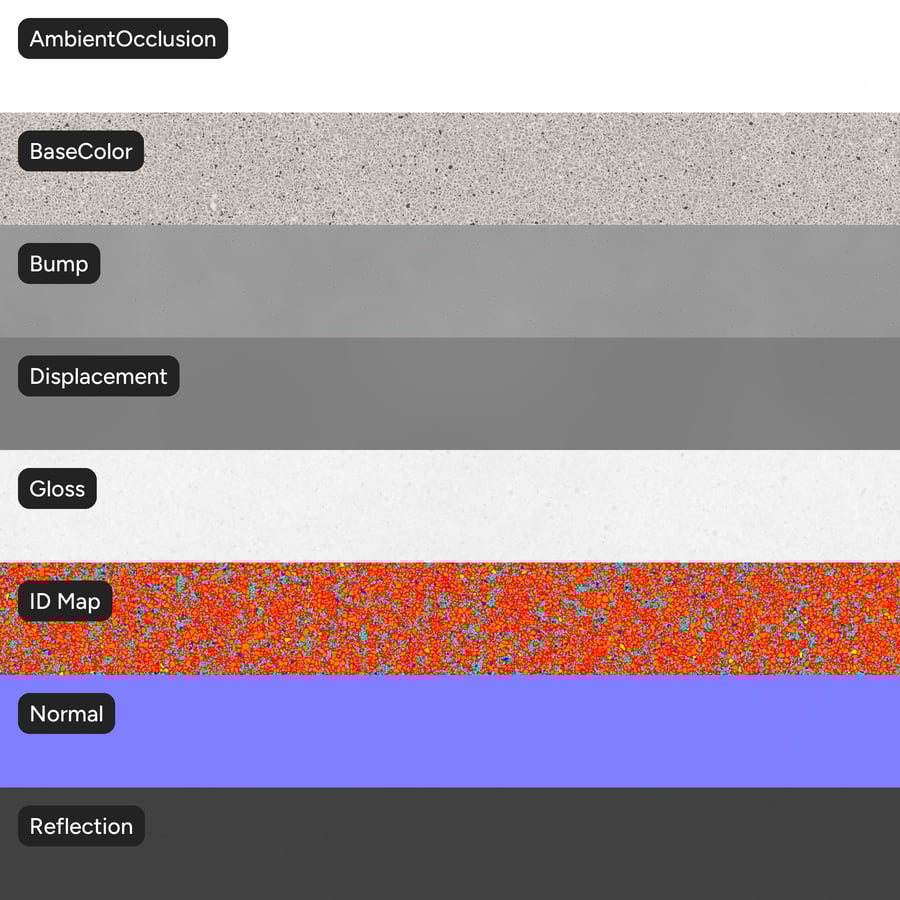 Polished Slab Standard Terrazzo Texture, Black