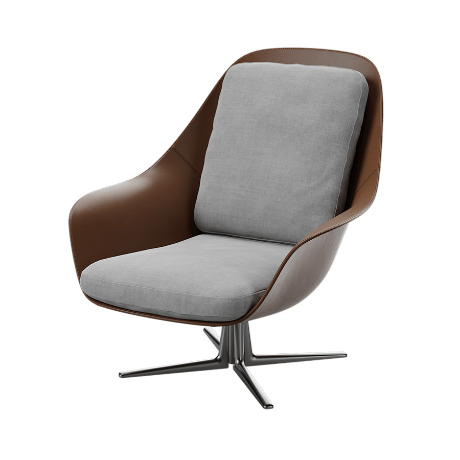 Replica Flexform Cocoa Armchair Model, Brown & Grey