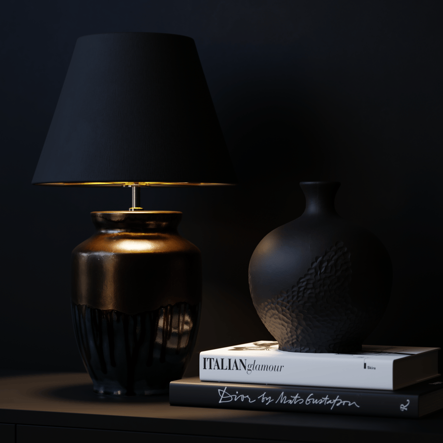 Lâmpada Eno Ceramic Skaro Golden Petrol Shade, Castanho