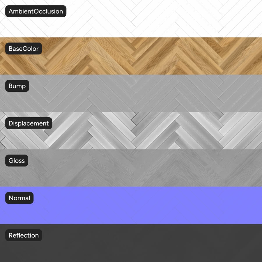 Bề mặt ván gỗ sồi Herringbone, tự nhiên
