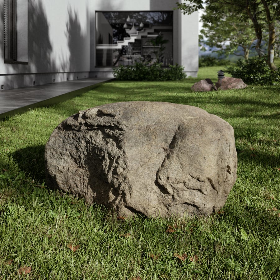 Mottled Smooth Large Rock Boulder Model, Red