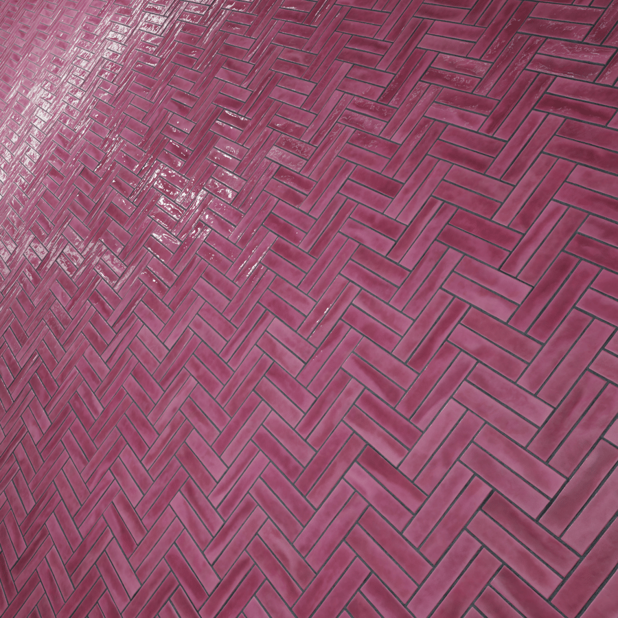 Glossy Herringbone Ceramic Tiles Texture, Purple