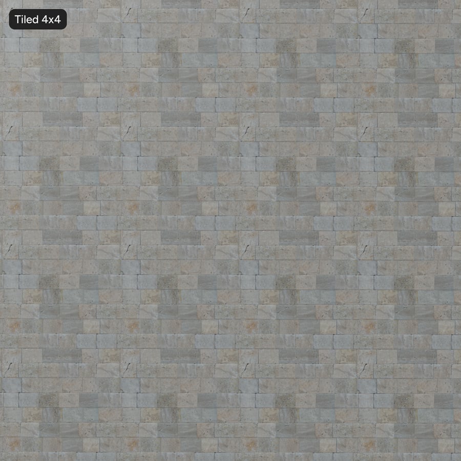 Rectangular Travertine Raw Tile Texture, Grey