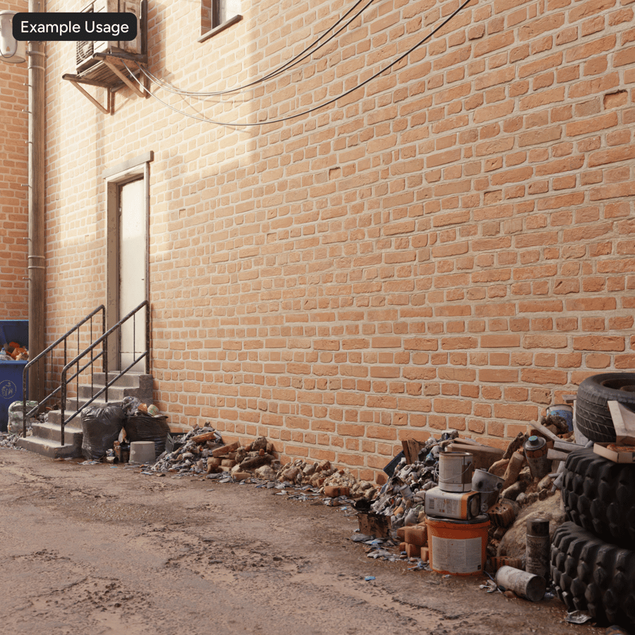 Worn Running Bond Brick Wall Texture, Red