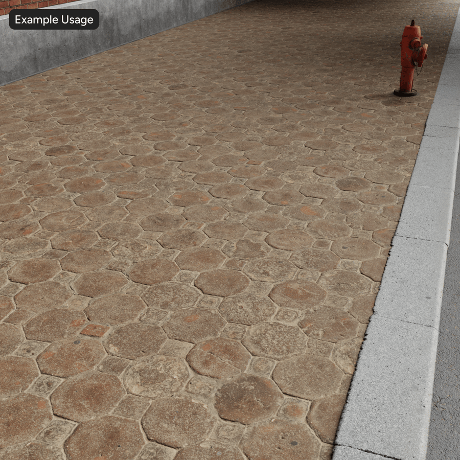 Worn Octagonal Terracotta Tile Texture