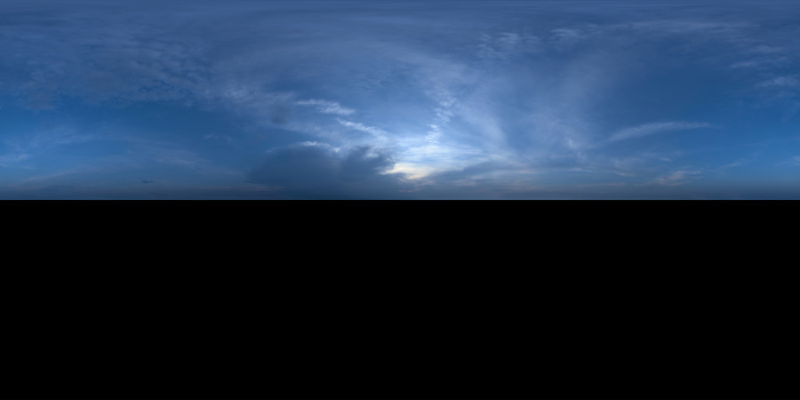 Hazy Clouds Horizon Evening Outdoor Sky HDRI, Blue