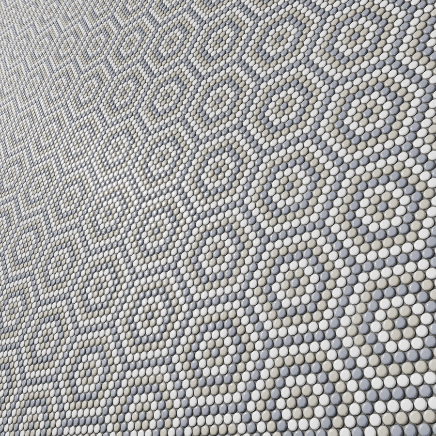 Gradient Hexagon Pattern Penny Round Tile Texture, Grey - Poliigon