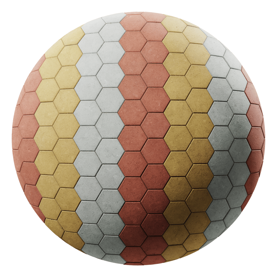 Multicolored Hexagonal Concrete Paving Texture