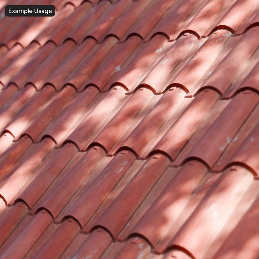 Weathered Terracotta Roof Tiles Texture, Red
