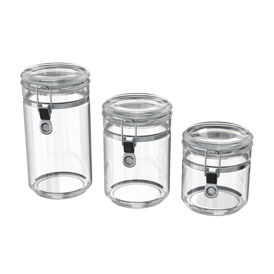 Clamp Lidded Glass Canister Set Models