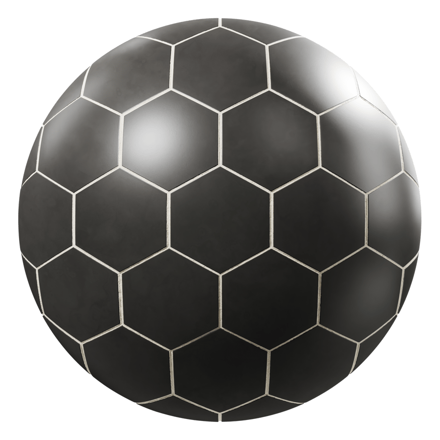 Matte Hexagon Ceramic Tiles Texture, Black