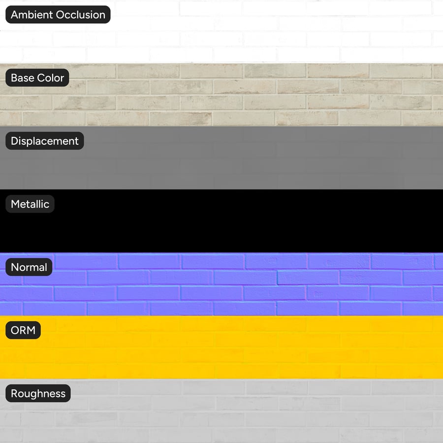 Painted Long Running Bond Brick Wall Texture, White