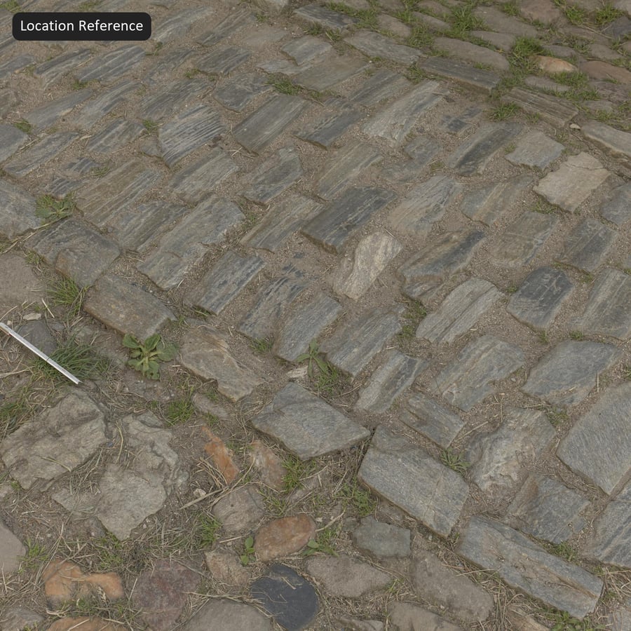 Graspad op kasseienstructuur