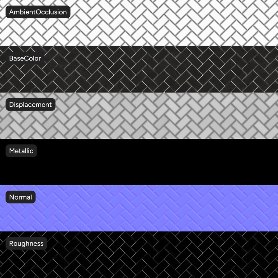 Keramická lesklá dlaždica s textúrou rybej kosti, Ebony