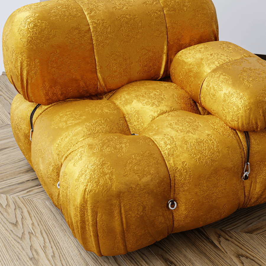 Textura de veludo damasco em relevo, amarelo