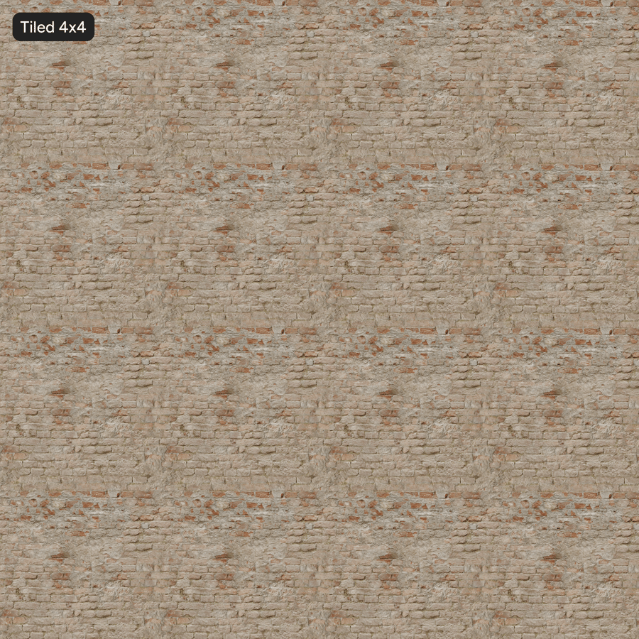 Old Plastered Stretcher Bond Brick Wall Texture, Red Beige