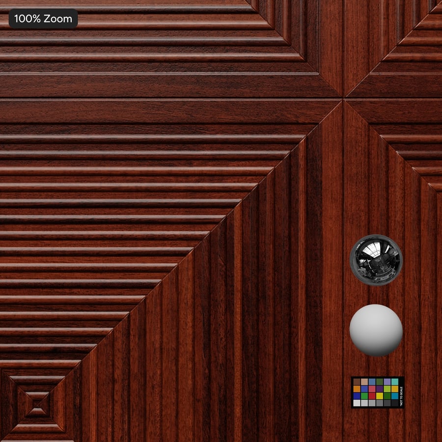Tekstur Panel Dinding Kayu Geometris Persegi Konsentris, Mahoni