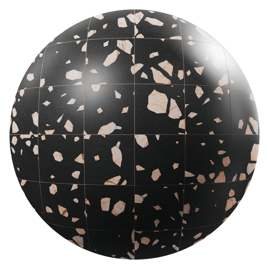 Matte Palladiana Terrazzo Tile Texture, Black