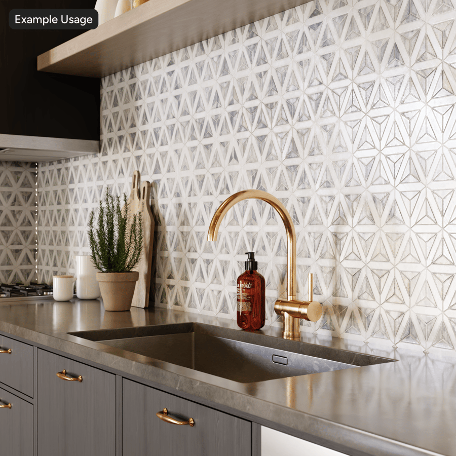 Textura de azulejo triangular brilhante em mármore, cinza glacial