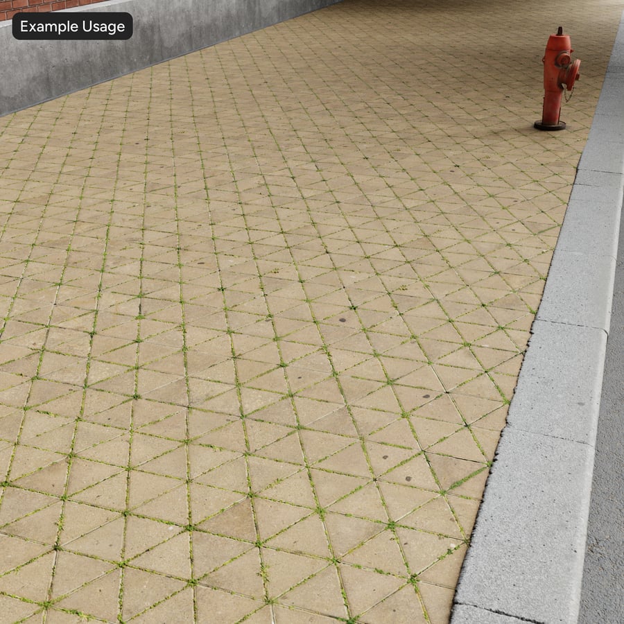 Triangular Concrete and Grass Paver Texture