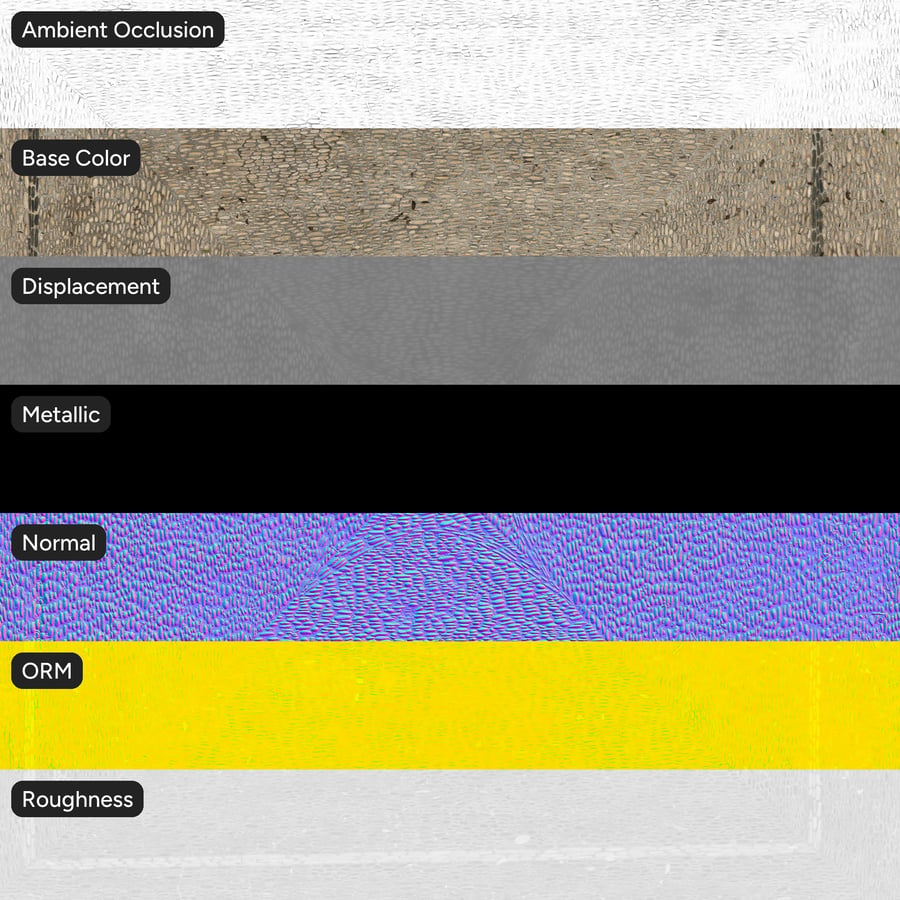 Patterned Cobblestone Pavement Texture, Gray