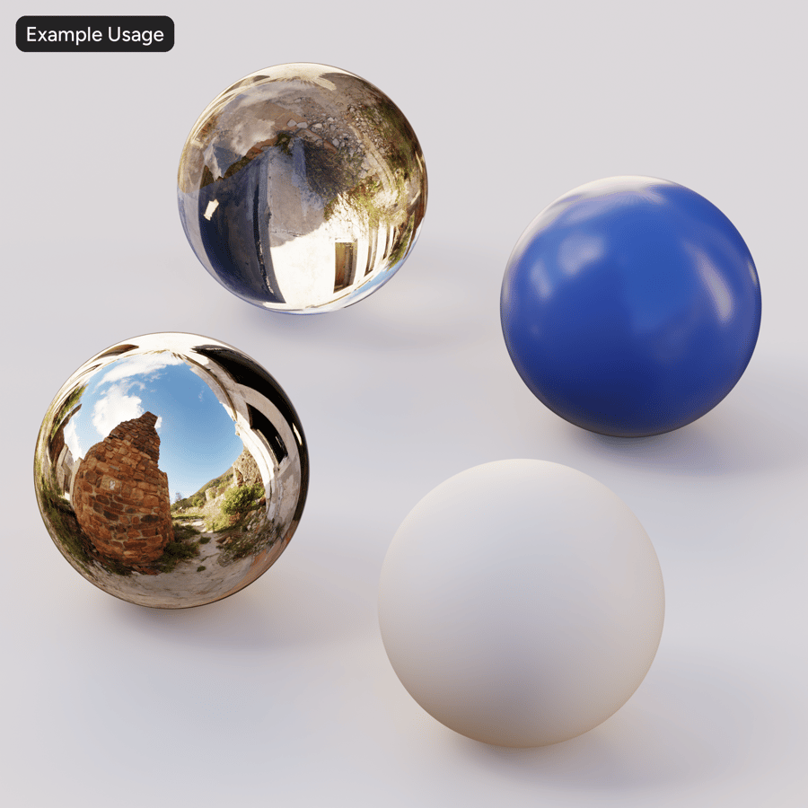 HDRI opuszczonego kompleksu na zboczu wzgórza, częściowe zachmurzenie