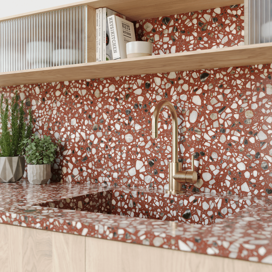 Speckled Tomato Terrazzo Texture, Red