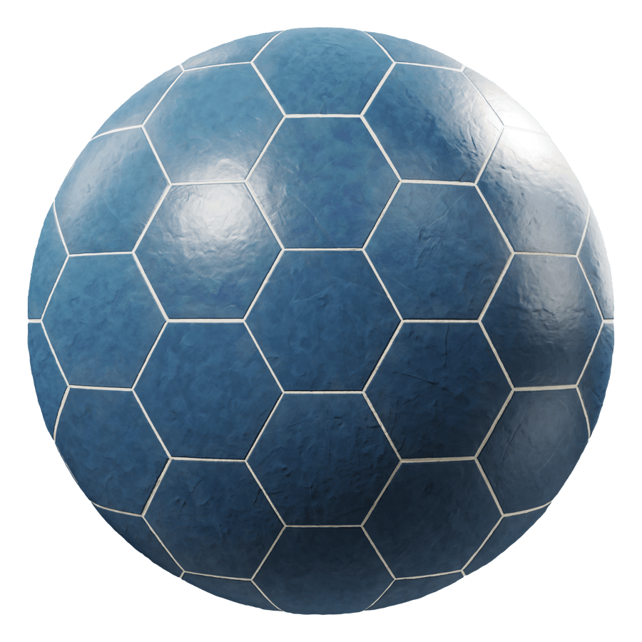 Satin Hexagon Ceramic Tiles Texture, Blue