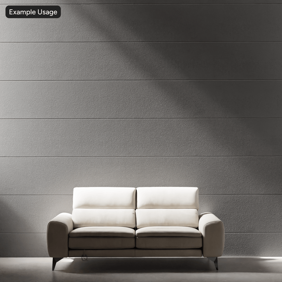 Texture di muro in cemento prefabbricato a pannelli orizzontali, grigio medio