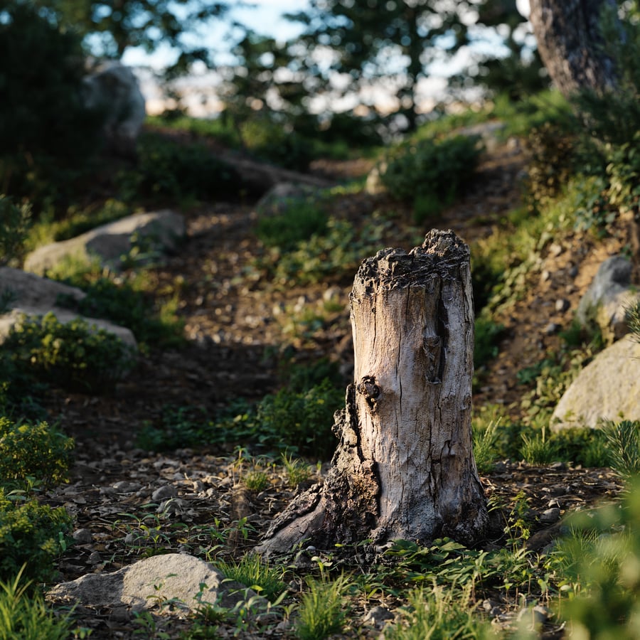 Medium Broken Bare Decaying Burly Stump Model