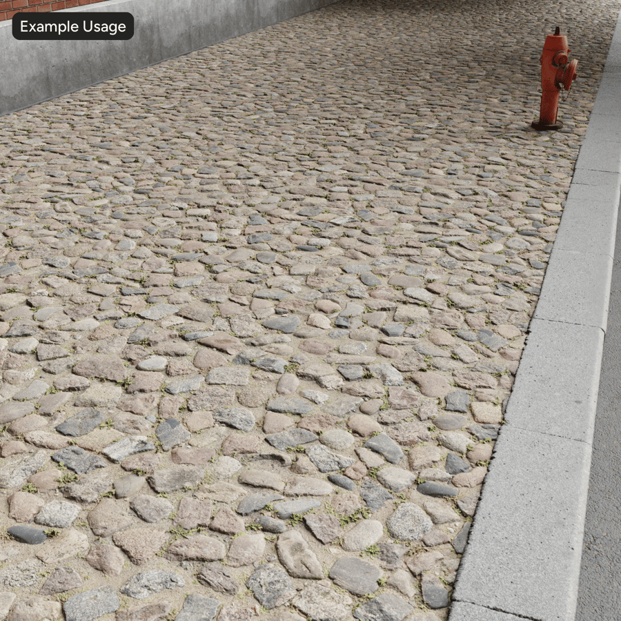 Weeds on Old Cobblestone Texture