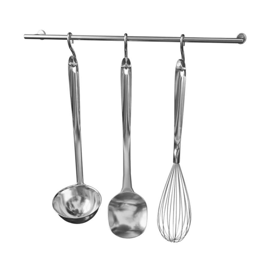 Three Stainless Steel Hanging Utensils Models