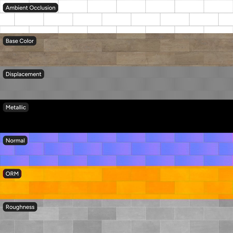 Texture 3D piastrelle travertino invecchiato, beige