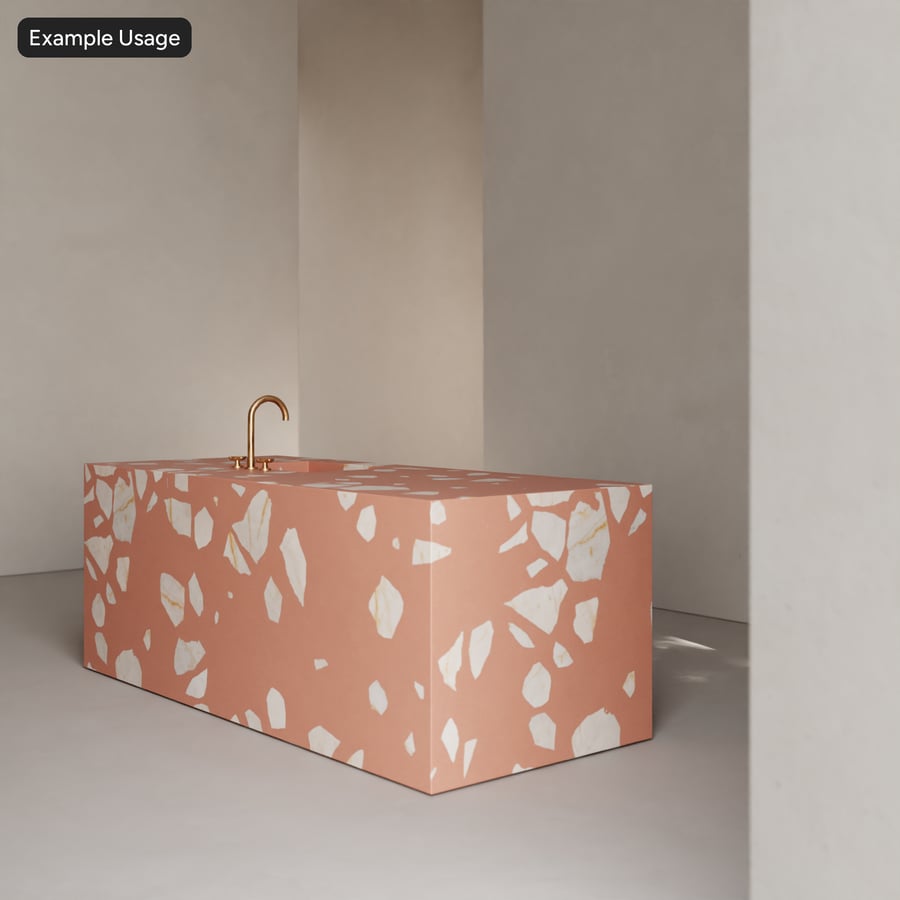 Textura Terrazzo Palladiana em Laje Mate, Pêssego e Creme