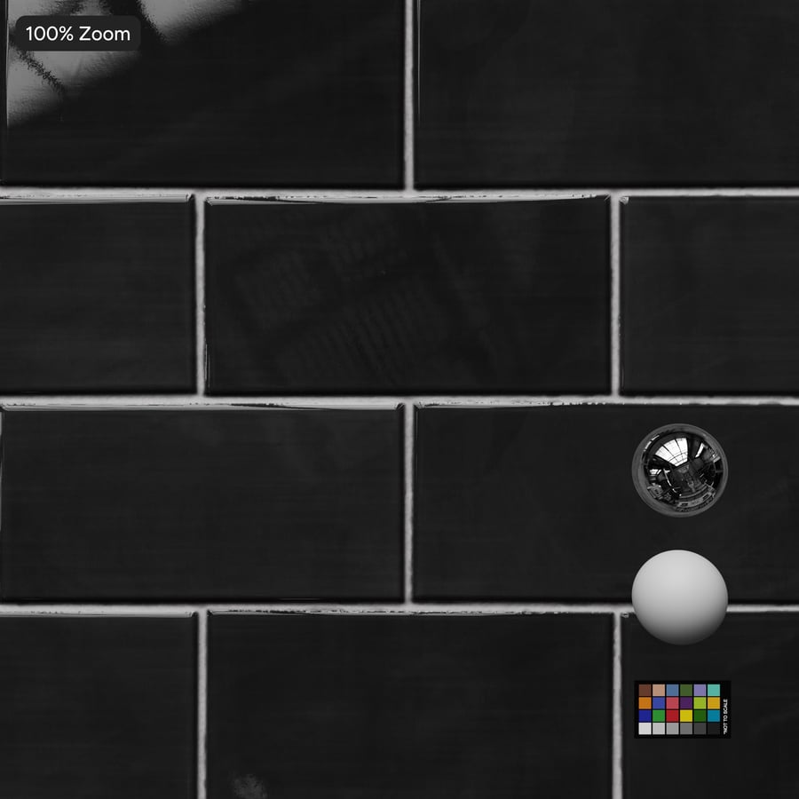 Rectangular Offset Ceramic Glossy Tile Texture, Black