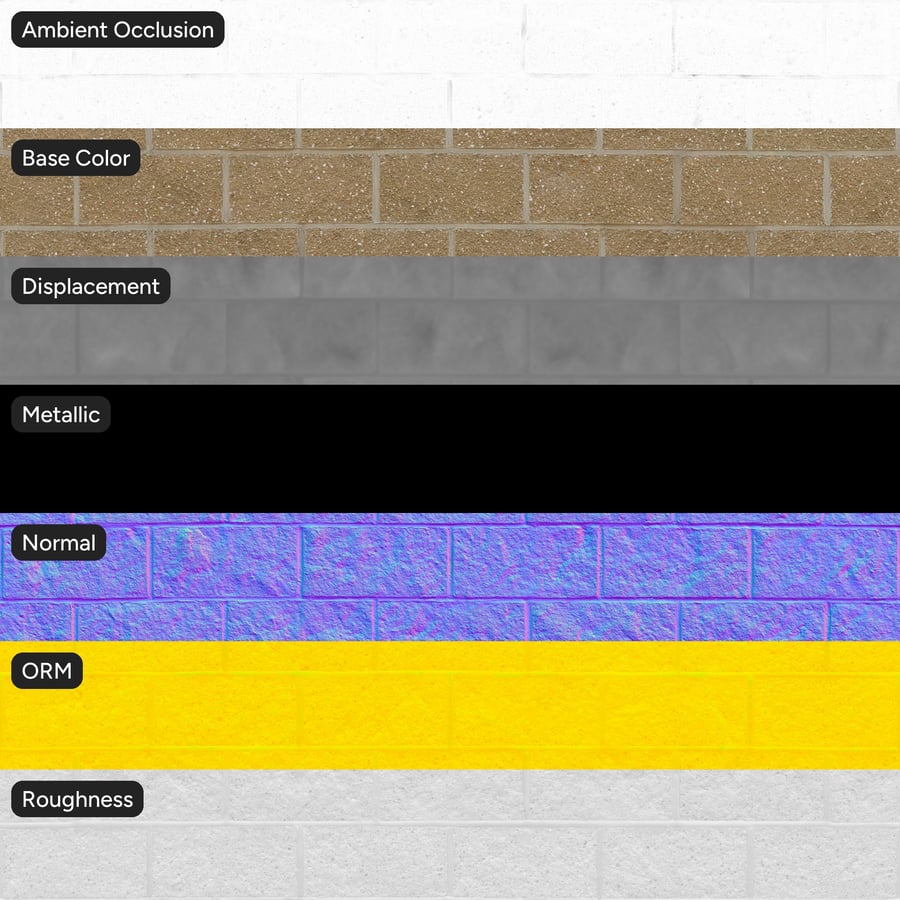 Split Face Concrete Block Wall Texture, Yellow
