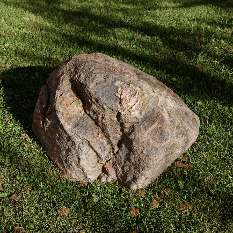 Dark Warm Toned Marbled Large Rock Boulder Model