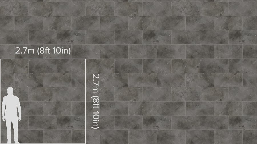 Honed Brick Bond Tiles Fluery Marble Texture, Grey
