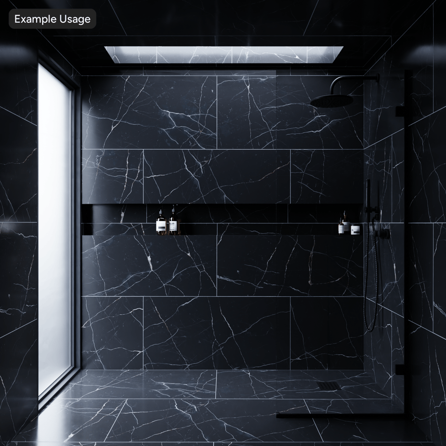 Mármol Rectangular Offset Textura Mate, Negro Galáctico