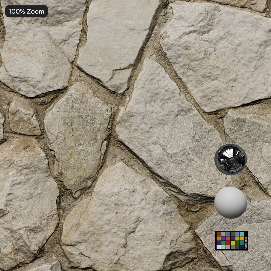 Irregular Rubble Limestone Wall Texture, Cream White