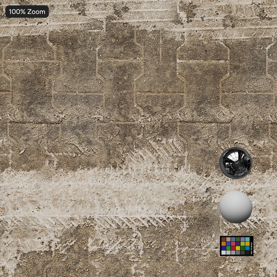 Tire Marks on Snowy Paver Texture