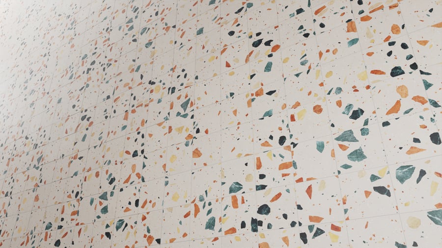 Rainbow Speckled Honed Tiled Palladiana Terrazzo Texture