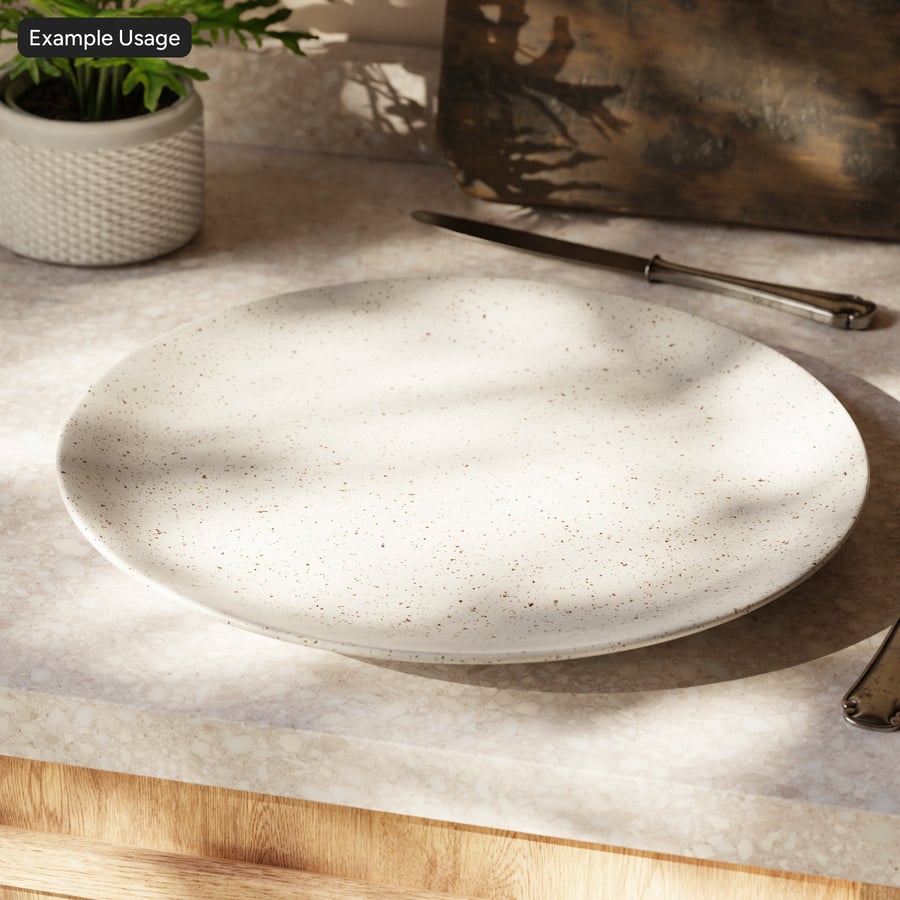 Terrazzo Glazed Ceramic Pottery Texture, White