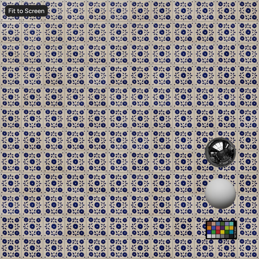 Floral Talavera Ceramic Glossy Tile Texture, Blue