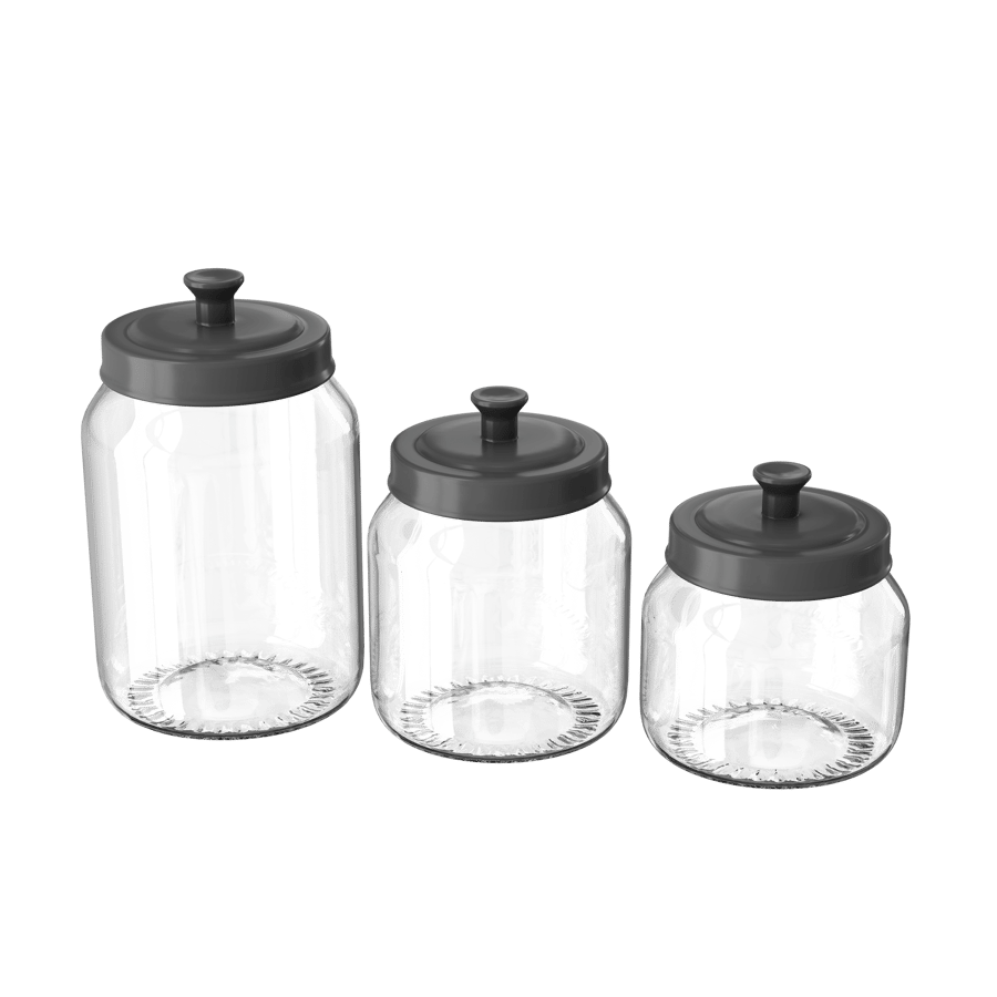 Lidded Glass Canister Set Models, Black