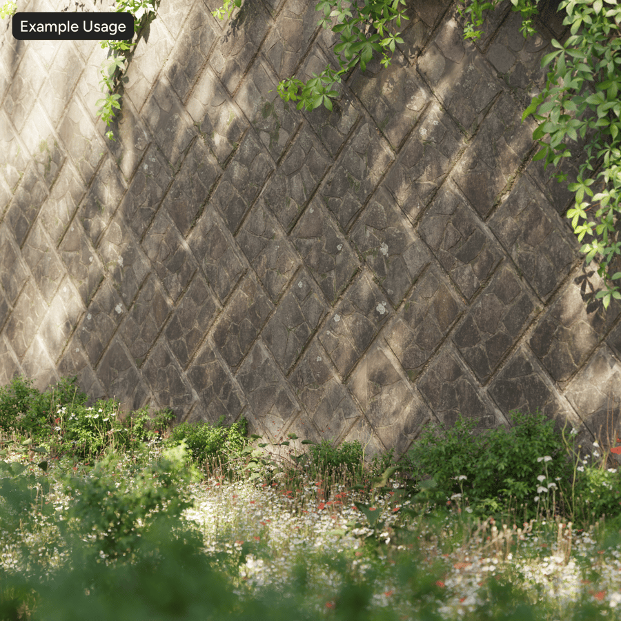 磨損的裂面人字形混凝土擋土牆紋理