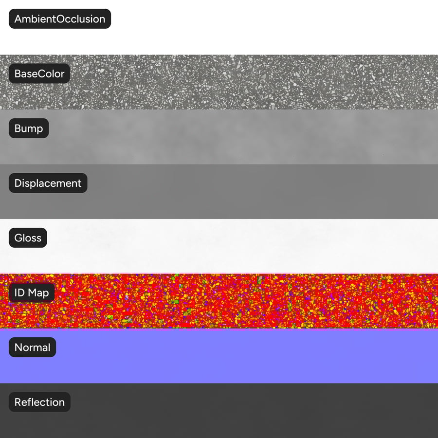 Polished Slab Venetian Terrazzo Texture, Dark Grey
