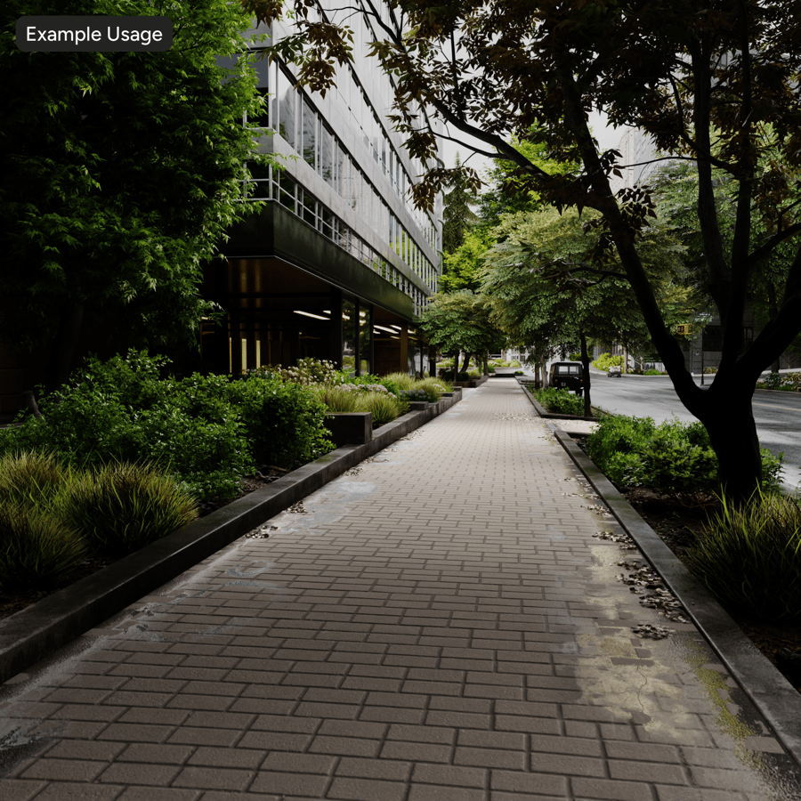 工字铺贴混凝土铺路石纹理，米灰色