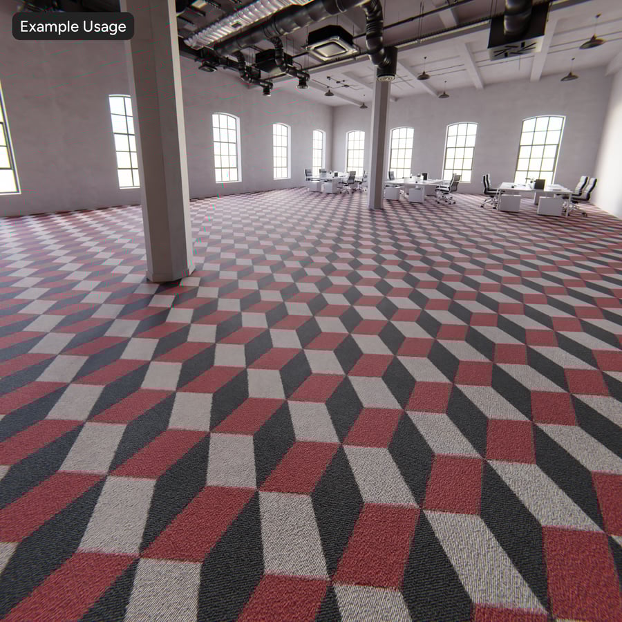 Tapete de lã com textura geométrica em cubos, vermelho
