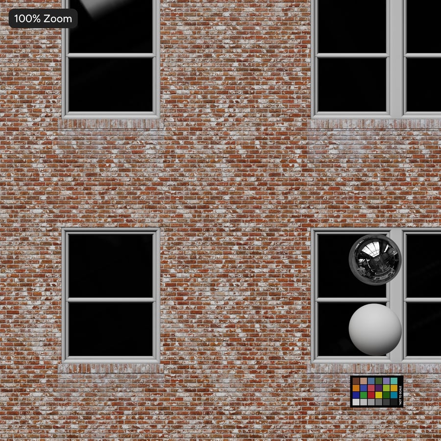 Brick Building Facade Wall Aerial Texture, Red